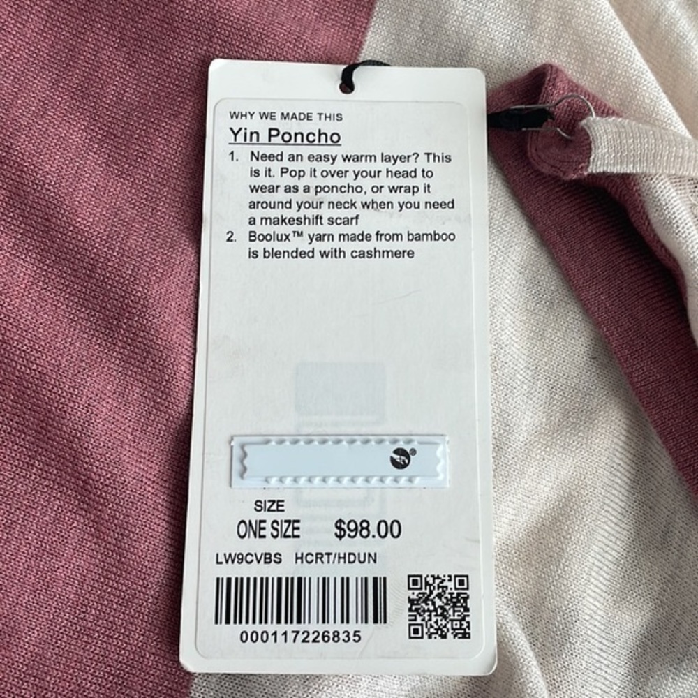 NWT Lululemon Yin Poncho Heathered Cherry Tint / Heathered Dune One Size - Picture 3 of 8